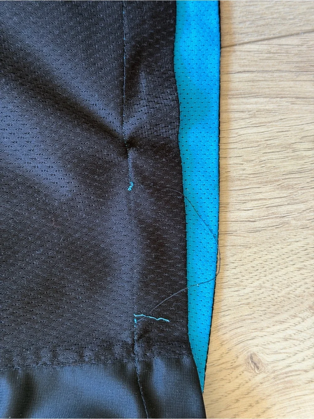 Men's Black Athletic Shorts with Blue Side Panels
